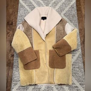 Front Row Shop Patch Teddy Jacket Coat Cozy Western Sherpa